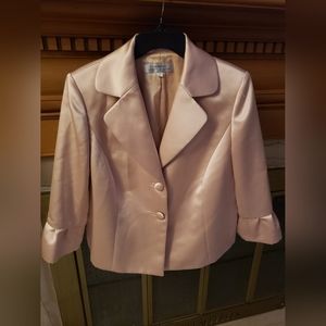 Tahari Blush Pink Satin Cropped Blazer